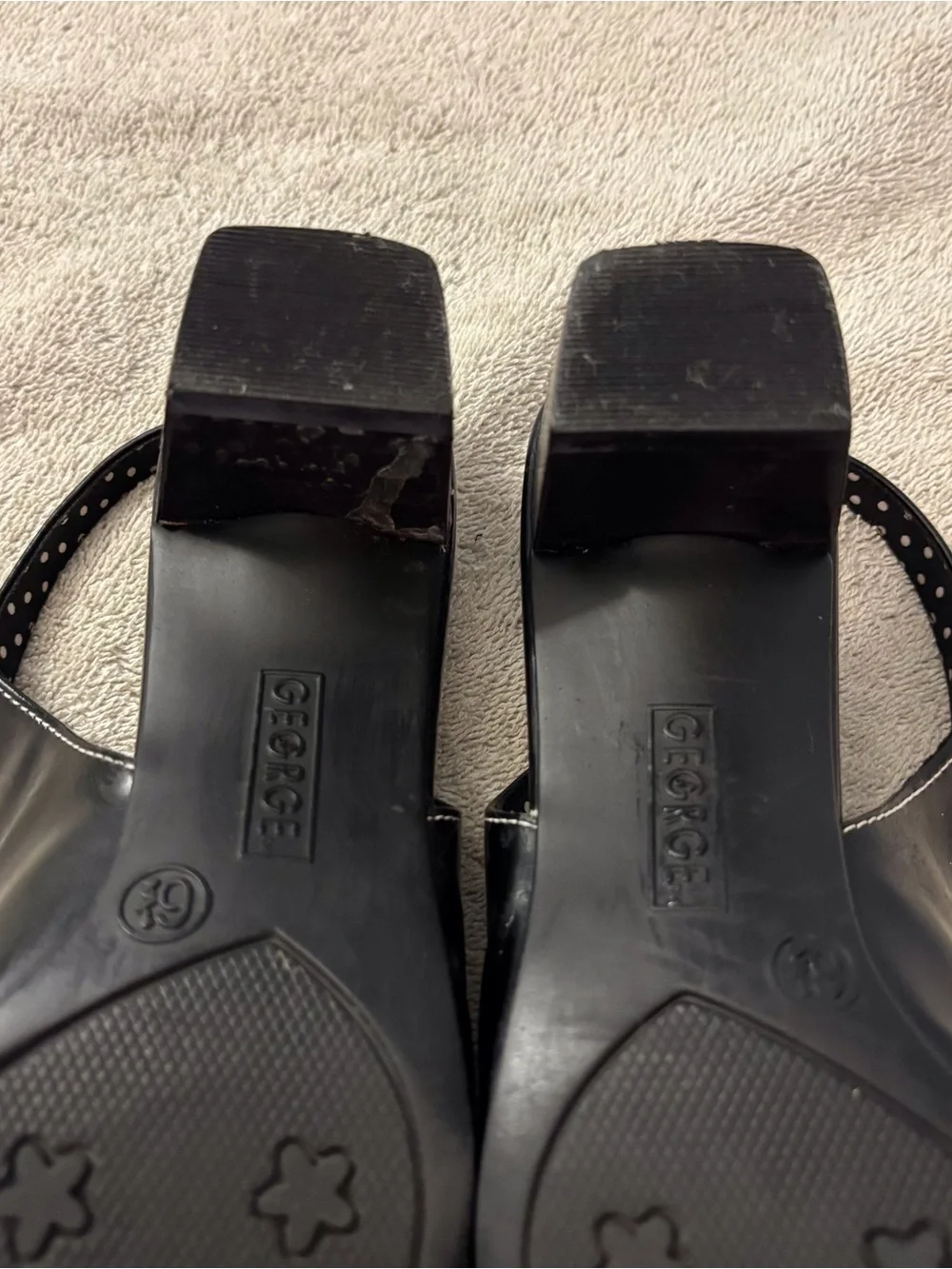 George Black Slingback Heels with Fringe and Contrast Stitching SZ 6.5 MARA